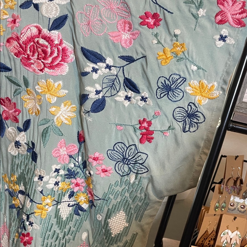 Savanna Jane Embroidered Floral Blouse - Teal and Pink - Picture 7 of 8